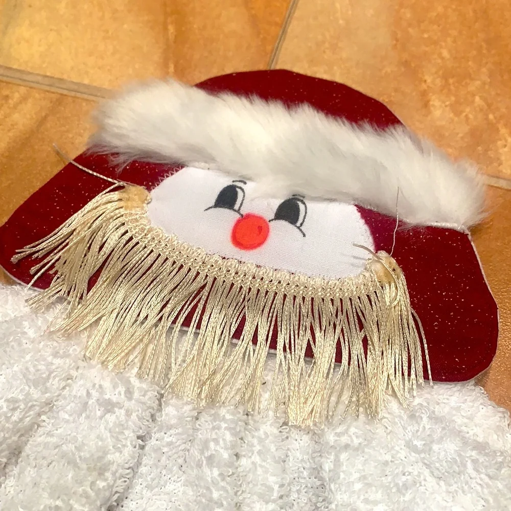 White Christmas Snowman Santa Clause Holiday Decorative Hand Towel Set